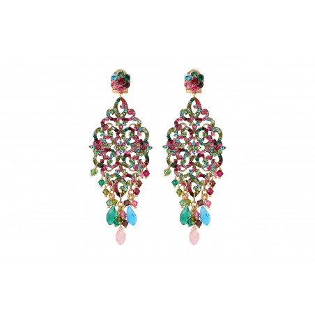 Enchanting crystal clip-on earrings l multicoloured