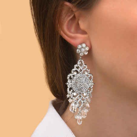 Poetic crystal clip-on earrings - silver-plated87537