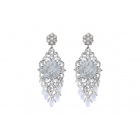 Poetic crystal clip-on earrings - silver-plated