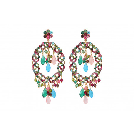Boucles d'oreilles clips poétiques cristaux prestige - multicolore