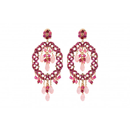 Romantic prestige crystal clip-on earrings - fuchsia