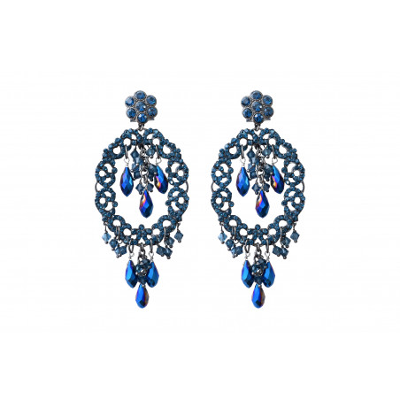 Boucles d'oreilles clips sublimes cristaux prestige - bleu