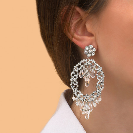 Sophisticated prestige crystal clip-on earrings - silver87551