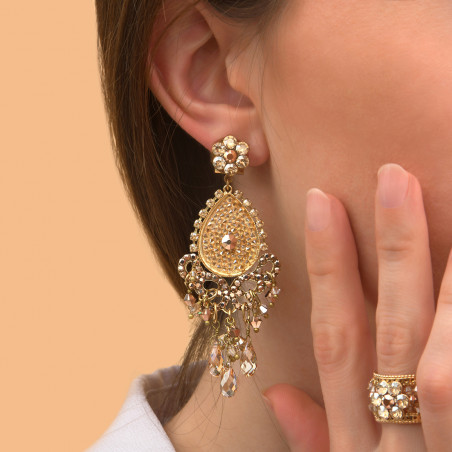Boucles d'oreilles clips précieuses cristaux prestige - doré87554