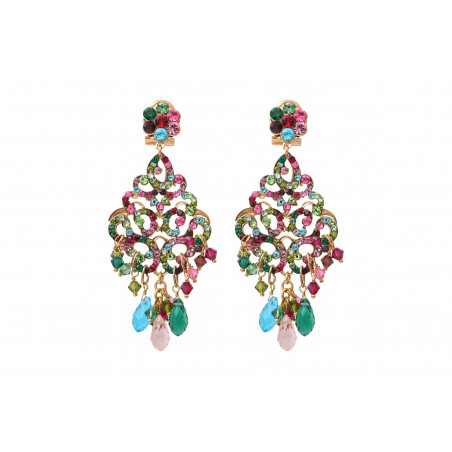 Festive prestige crystal clip-on earrings | multicoloured