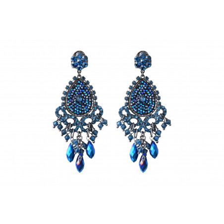 Boucles d'oreilles clips mystérieuses cristaux prestige - bleu