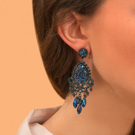Boucles d'oreilles clips mystérieuses cristaux prestige - bleu87565