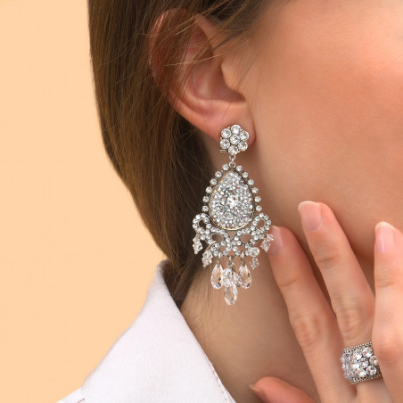 Boucles d'oreilles clips romantiques cristaux prestige - argent87566