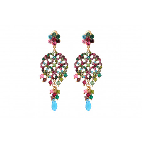 Ethnic chic prestige crystal clip-on earrings | multicoloured