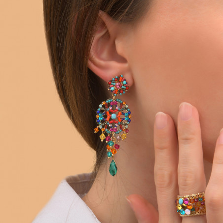 Boucles d'oreilles clips fantaisies cristaux prestige pierres gemmes I multicolore87572
