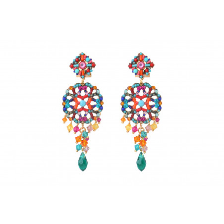 Beautiful prestige crystal gemstone clip-on earrings - multicoloured