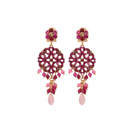 Boucles d'oreilles clips féminines cristaux prestige - rose