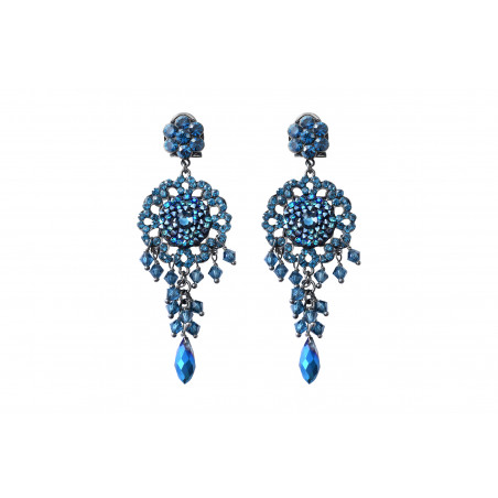 Boucles d'oreilles clips sophistiquées cristaux prestige I bleu
