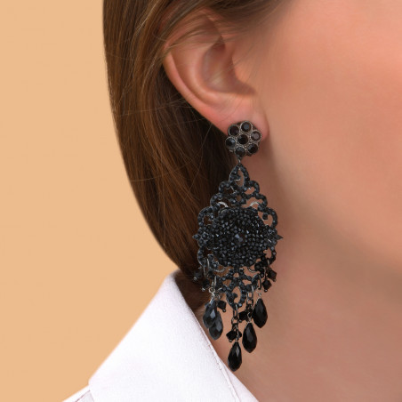 Charming crystal clip-on earrings l black