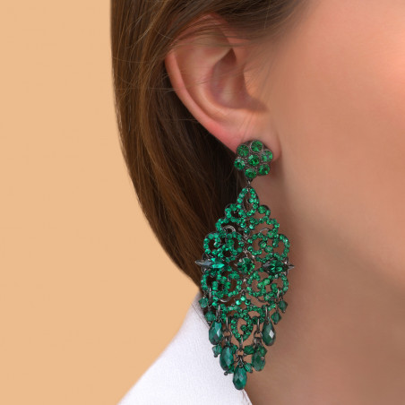 Boucles d'oreilles clips élégantes cristal - vert