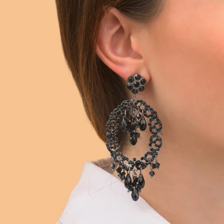 Chic prestige crystal clip-on earrings | black87587