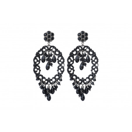 Chic prestige crystal clip-on earrings | black