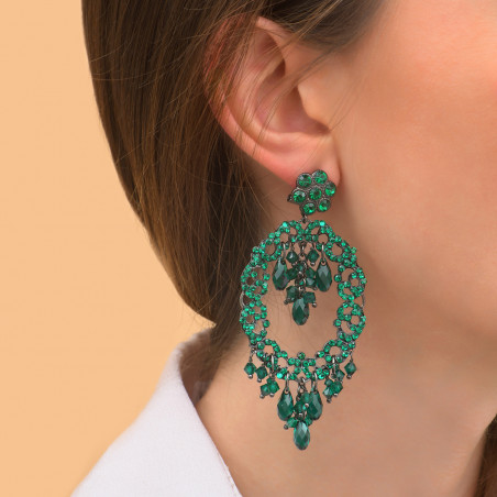 Feminine prestige crystal clip-on earrings - green87589