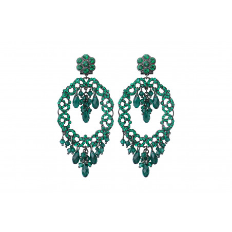 Feminine prestige crystal clip-on earrings | green