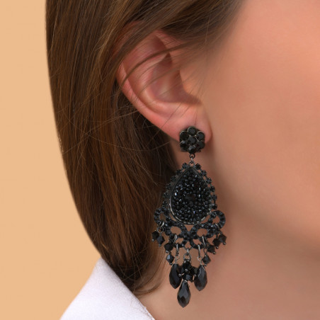 On-trend prestige crystal clip-on earrings | black