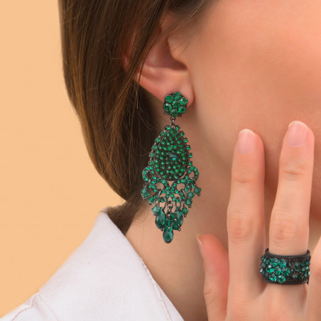 Modern prestige crystal clip-on earrings | green87595