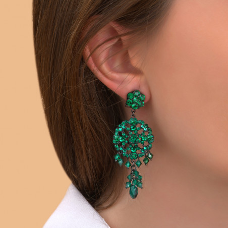 Baroque prestige crystal clip-on earrings | green87596