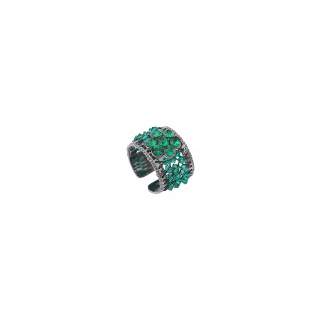 Chic prestige crystal adjustable ring | green