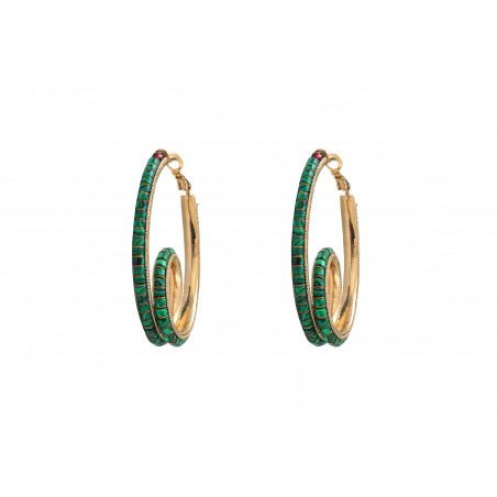 Modern malachite garnet hoop earrings l green