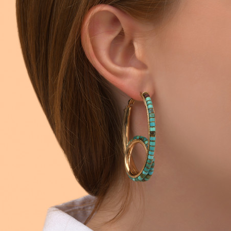 Boucles d'oreilles créoles ethniques turquoise grenat I turquoise87614