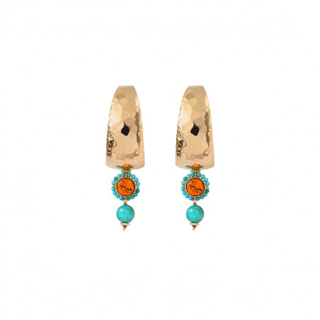 On-trend gold-plated metal and chrysocolla hoop earrings|turquoise