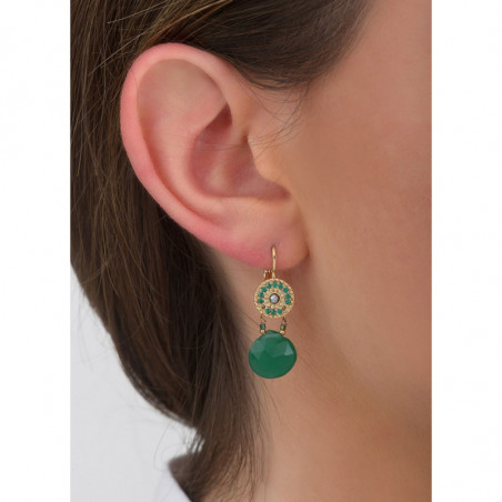 Sophisticated haematite and onyx sleeper earrings | green88365