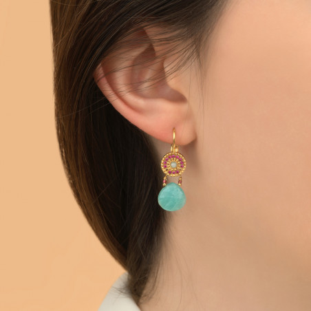 Ethnic amazonite sleeper earrings I blue88367