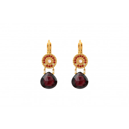 Glamorous garnet sleeper earrings| red