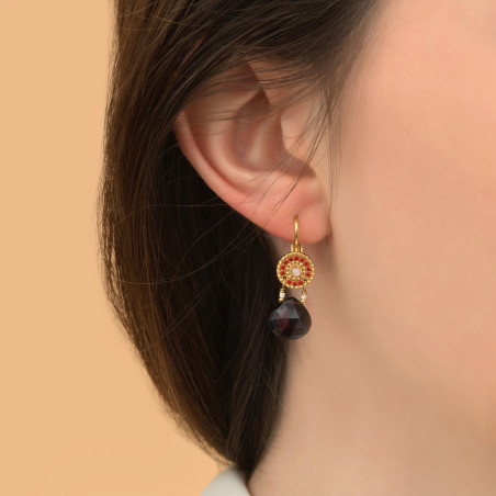 Glamorous garnet sleeper earrings| red88371