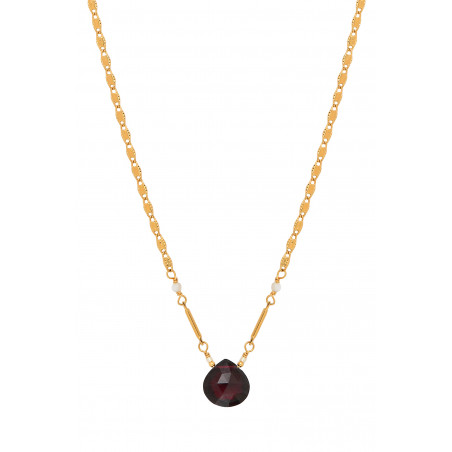 Sophisticated garnet white mother- of-pearl pendant necklace| red