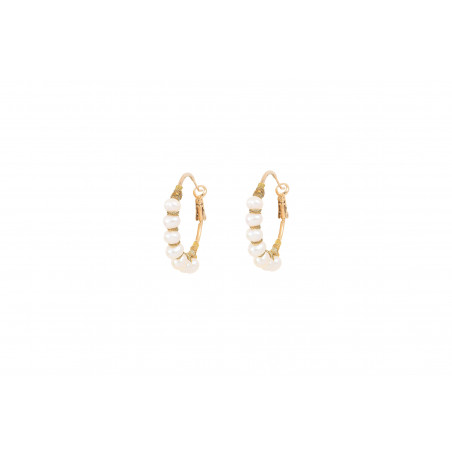 Woven hoop earrings for pierced ears with pearls I white