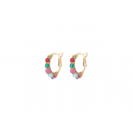 Ethnic amazonite agate tourmaline mini hoop earrings l multicoloured