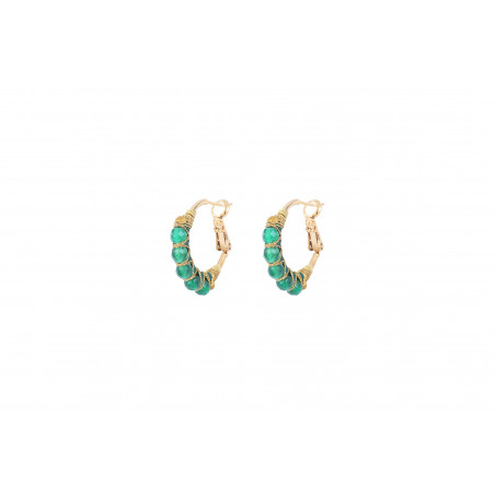 Elegant agate mini hoop earrings I green