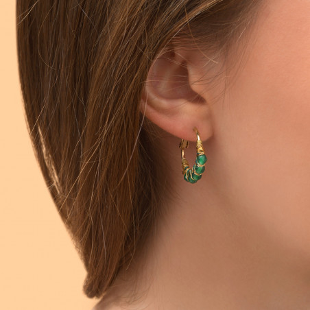 Elegant agate mini hoop earrings I green88403