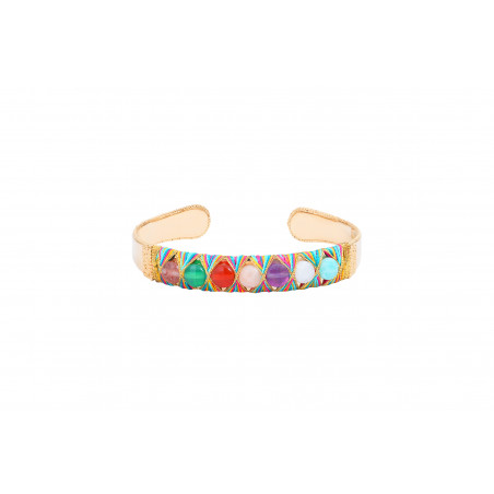 Bracelet jonc ajustable fantaisie tissé pierres de couleur I multicolore