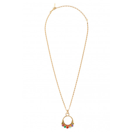 Beautiful woven metallic thread sea coloured stone pendant | multicoloured88504
