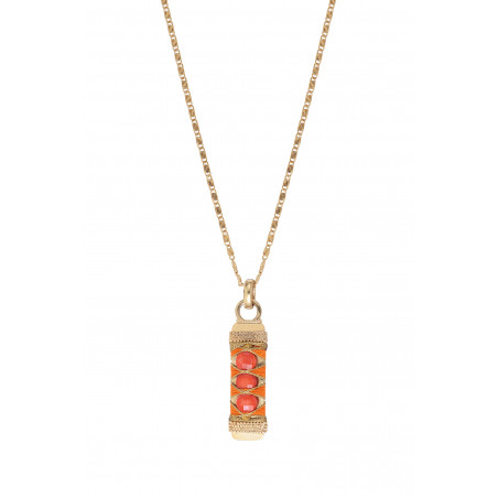 On-trend woven metallic thread sea bamboo pendant necklace| pink