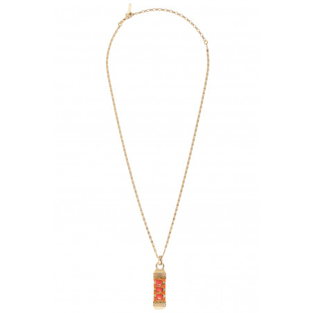 On-trend woven metallic thread sea bamboo pendant necklace| pink88516