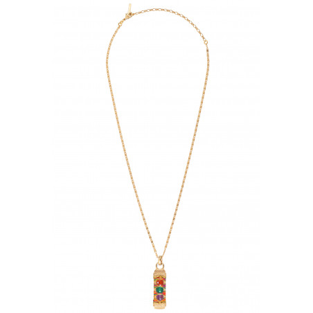 Beautiful woven metallic thread sea coloured stone pendant necklace| multicoloured88519
