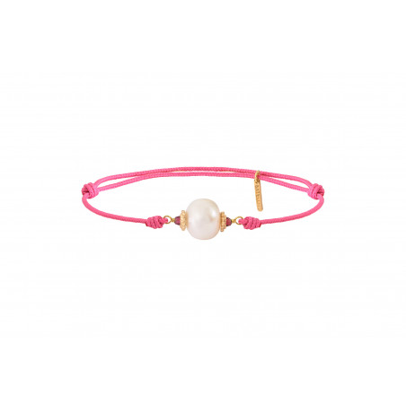 Poetic freshwater pearl cord bracelet| fuchsia