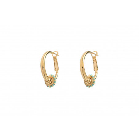 Bohemian Japanese seed bead hoop earrings| turquoise 
