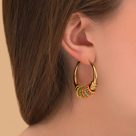 Ethnic chic Japanese seed bead hoop earrings I multicoloured88673