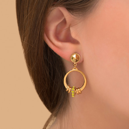 Summery clip-on earrings with Japanese beads - yellow88675