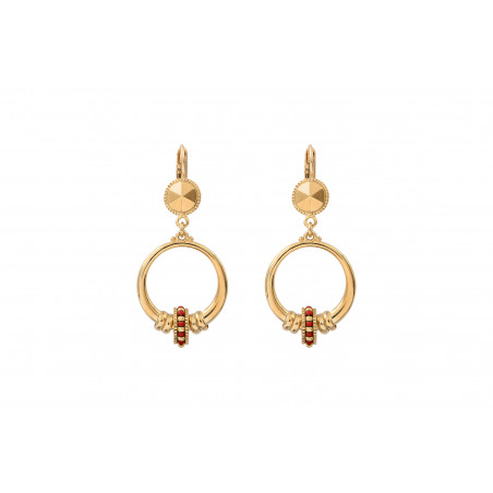 Feminine Japanese seed bead sleeper earrings| red