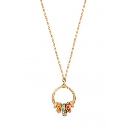 Beautiful Japanese seed bead pendant necklace | multicoloured